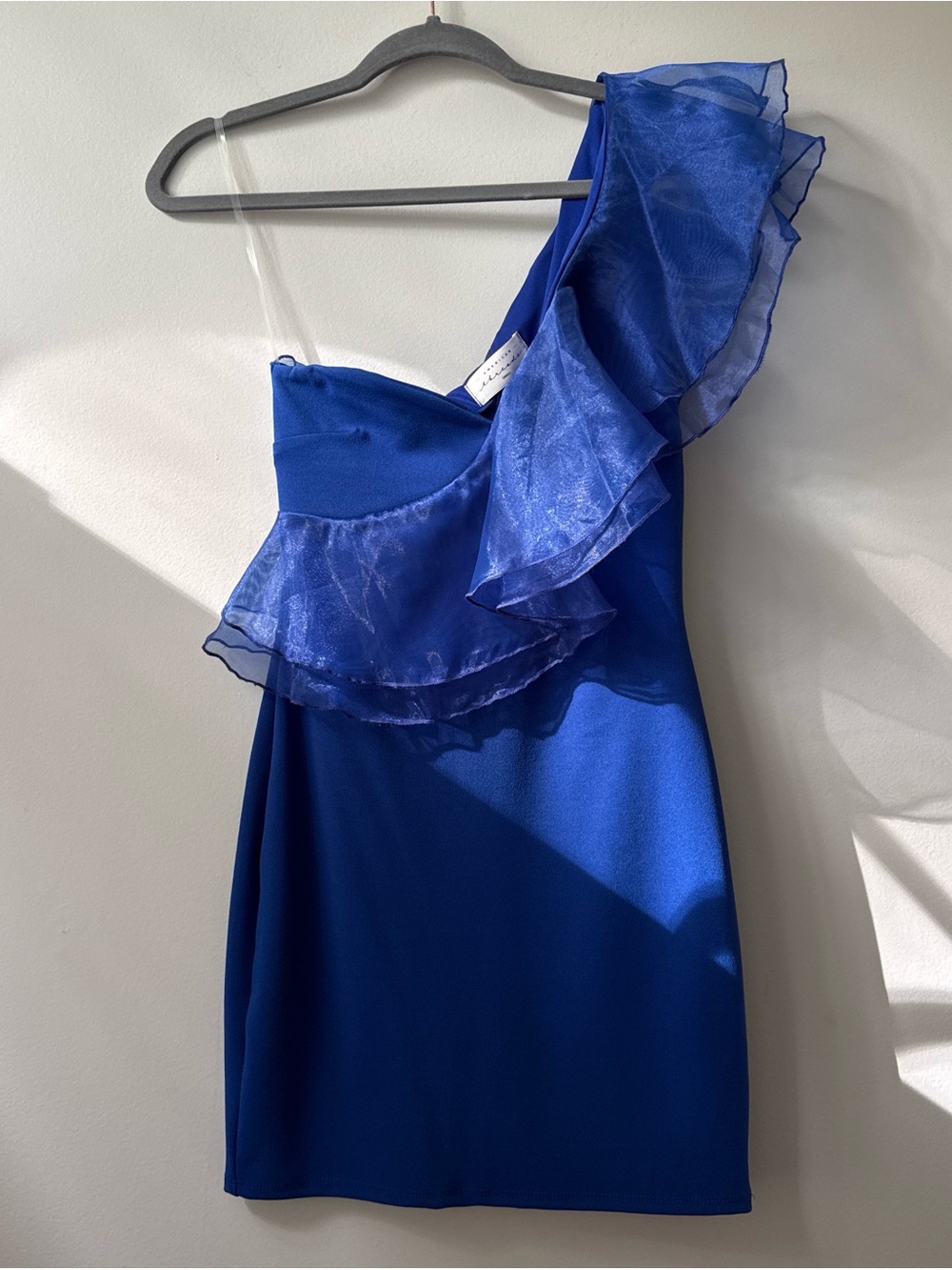 American Threads - Maya One Shoulder Organza Bodycon Mini Dress Small